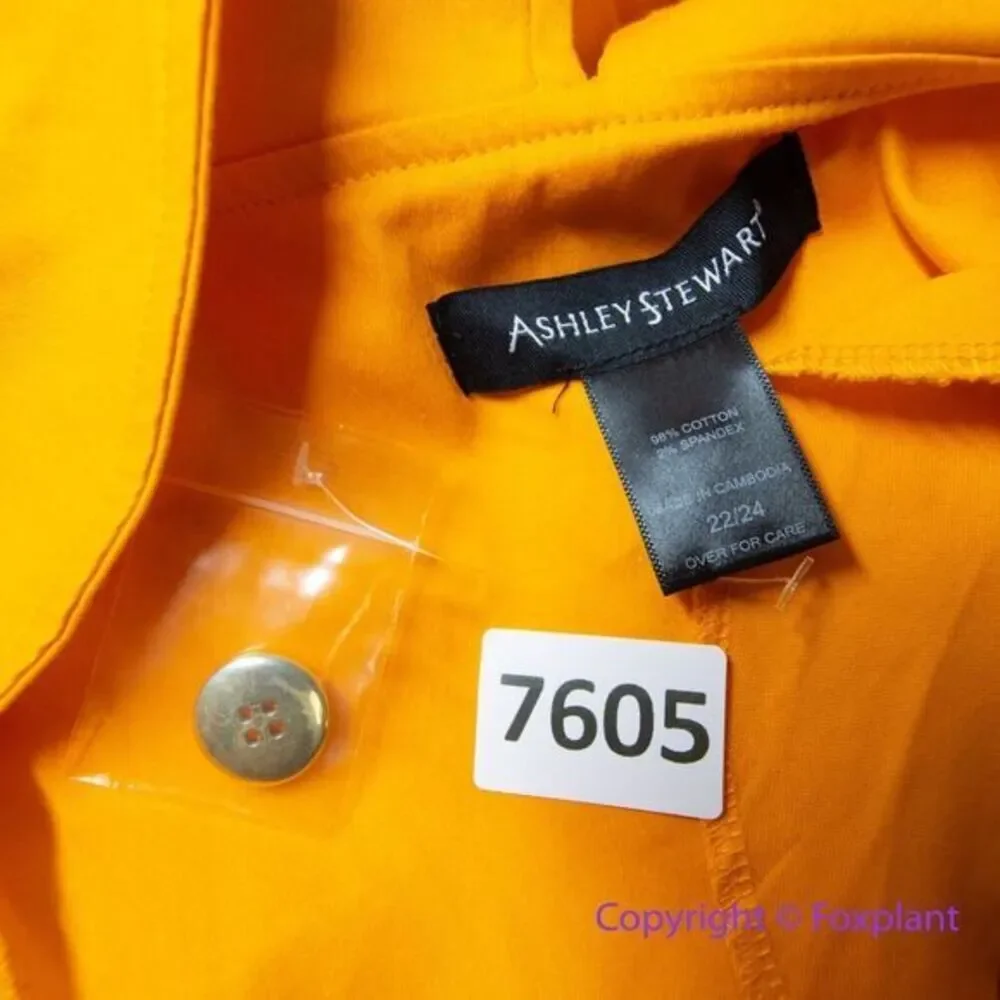 New! Ashley Stewart orange dress double breasted collared with belt, size 22/24 - Picture 15 of 16